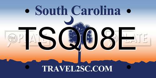 TSQ08E South Carolina License Plate