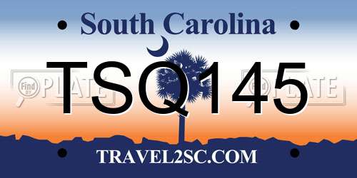 TSQ145 South Carolina License Plate