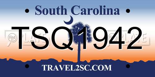 TSQ1942 South Carolina License Plate