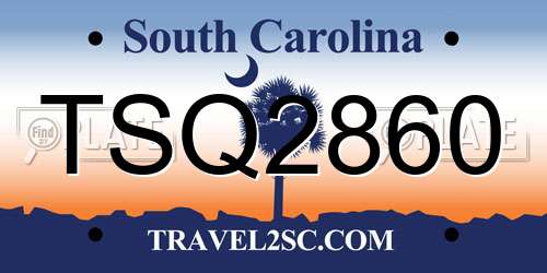 TSQ2860 South Carolina License Plate