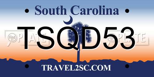 TSQD53 South Carolina License Plate