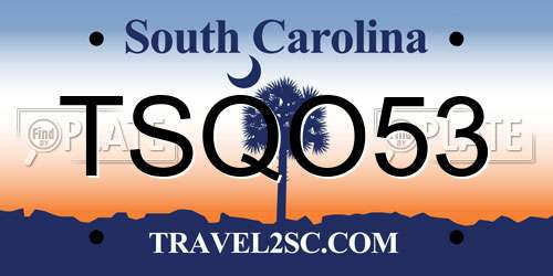 TSQO53 South Carolina License Plate
