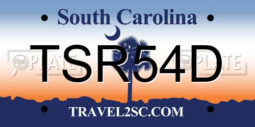 TSR54D South Carolina License Plate