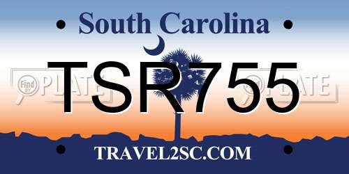 TSR755 South Carolina License Plate