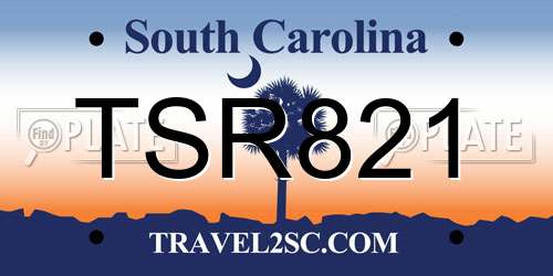 TSR821 South Carolina License Plate