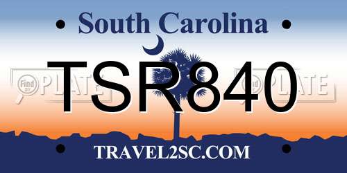 TSR840 South Carolina License Plate