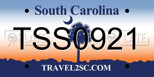 TSS0921 South Carolina License Plate