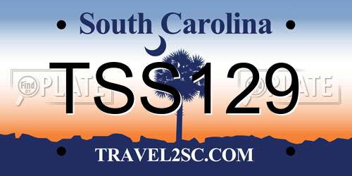 TSS129 South Carolina License Plate