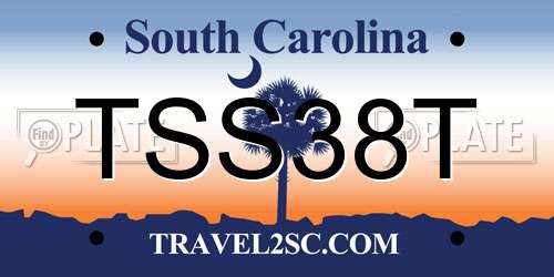 TSS38T South Carolina License Plate