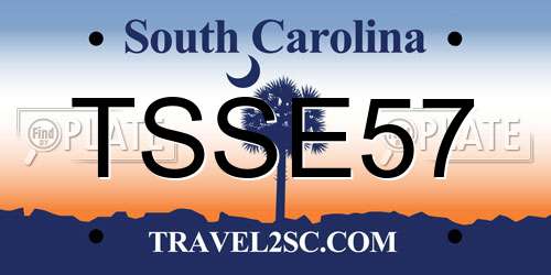 TSSE57 South Carolina License Plate