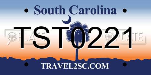 TST0221 South Carolina License Plate
