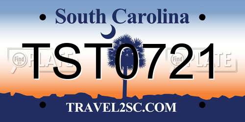 TST0721 South Carolina License Plate