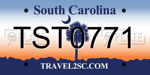 TST0771 South Carolina License Plate