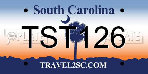 TST126 South Carolina License Plate