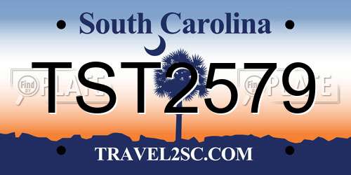 TST2579 South Carolina License Plate