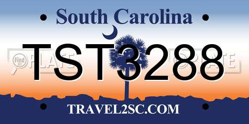 TST3288 South Carolina License Plate