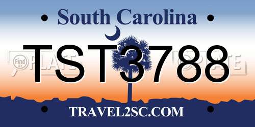 TST3788 South Carolina License Plate