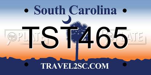 TST465 South Carolina License Plate