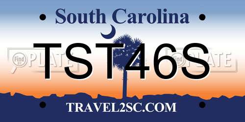 TST46S South Carolina License Plate