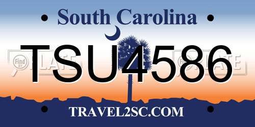 TSU4586 South Carolina License Plate