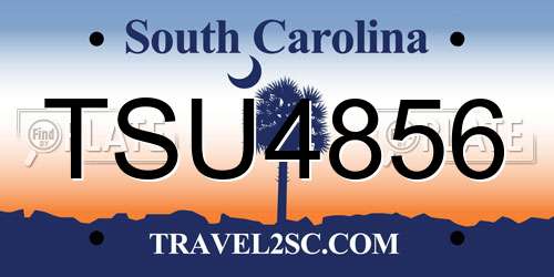 TSU4856 South Carolina License Plate