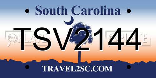 TSV2144 South Carolina License Plate