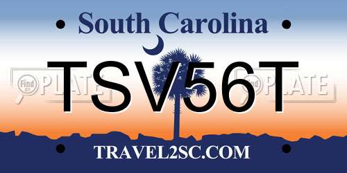 TSV56T South Carolina License Plate
