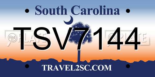 TSV7144 South Carolina License Plate