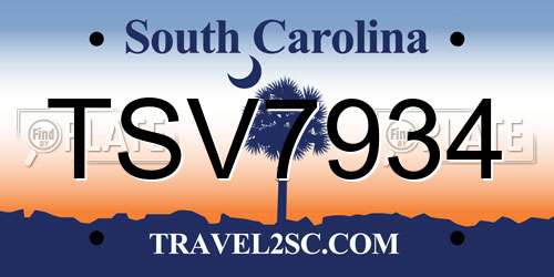 TSV7934 South Carolina License Plate