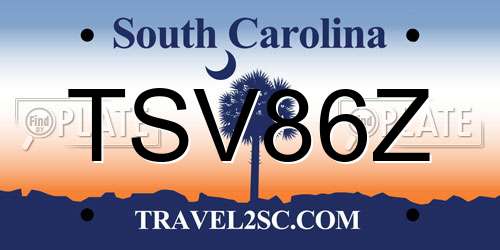 TSV86Z South Carolina License Plate