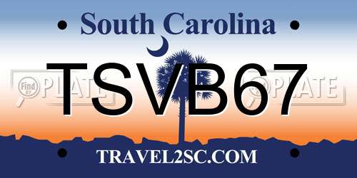 TSVB67 South Carolina License Plate