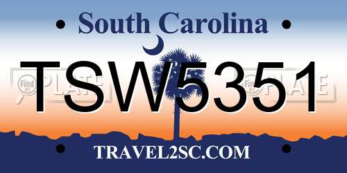 TSW5351 South Carolina License Plate