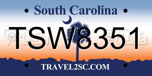 TSW8351 South Carolina License Plate