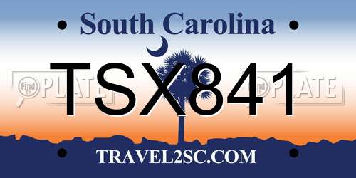 TSX841 South Carolina License Plate
