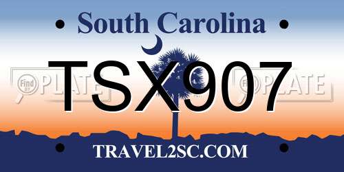 TSX907 South Carolina License Plate