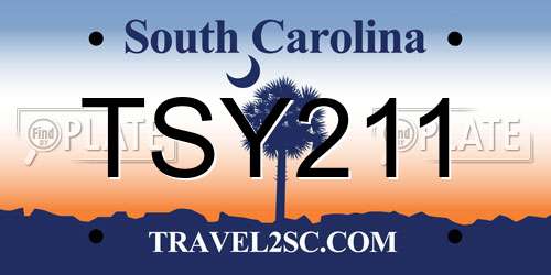 TSY211 South Carolina License Plate
