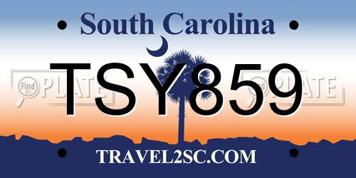 TSY859 South Carolina License Plate