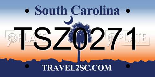 TSZ0271 South Carolina License Plate