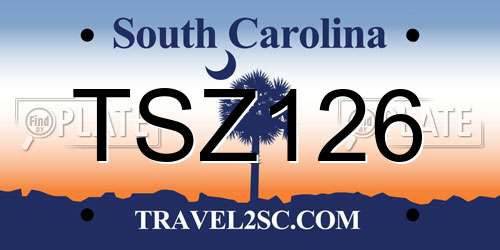 TSZ126 South Carolina License Plate
