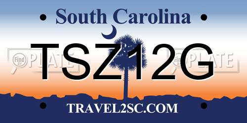 TSZ12G South Carolina License Plate