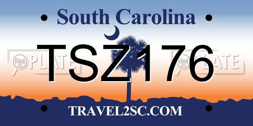 TSZ176 South Carolina License Plate