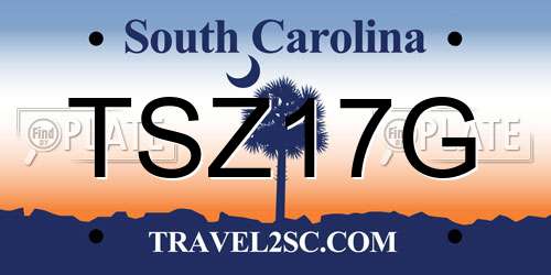 TSZ17G South Carolina License Plate