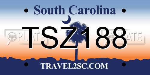 TSZ188 South Carolina License Plate