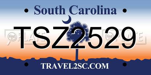 TSZ2529 South Carolina License Plate