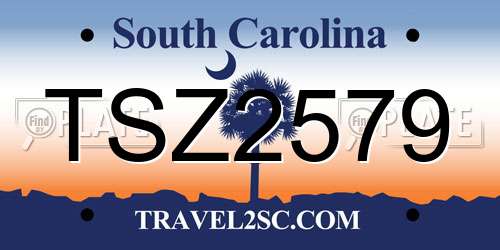 TSZ2579 South Carolina License Plate