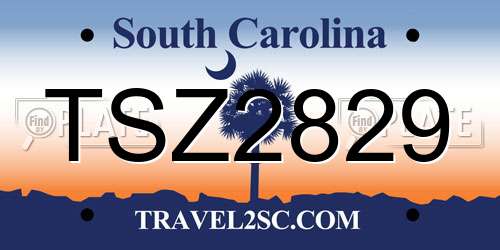 TSZ2829 South Carolina License Plate