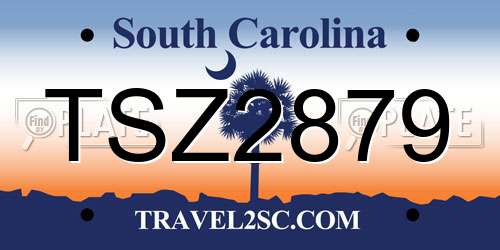 TSZ2879 South Carolina License Plate