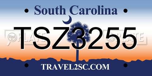 TSZ3255 South Carolina License Plate