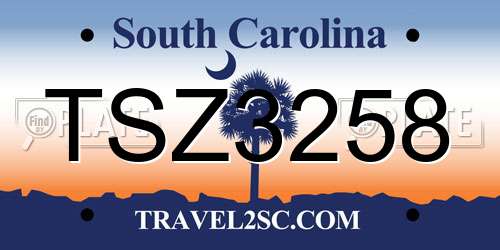 TSZ3258 South Carolina License Plate