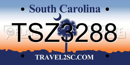 TSZ3288 South Carolina License Plate